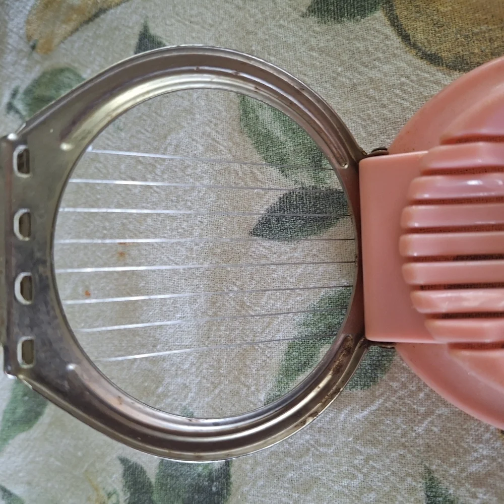 Retro Pink Egg Slicer with Metal Frame